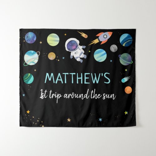 Blue Astronaut Outer Space Birthday Backdrop