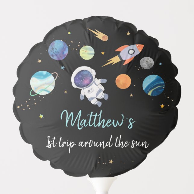 Blue Astronaut Outer Space Birthday Balloon (Front)