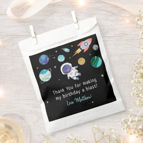 Blue Astronaut Outer Space Birthday Favor Bag