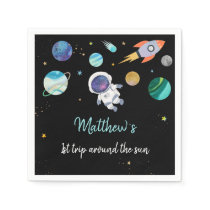 Blue Astronaut Outer Space Birthday Napkins