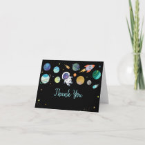 Blue Astronaut Outer Space Birthday Thank You Card