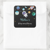 Blue Astronaut Outer Space First Birthday Square Sticker