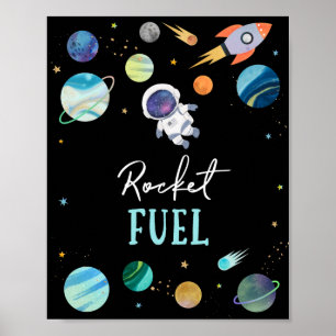 Blue Astronaut Rocket Fuel Birthday Sign