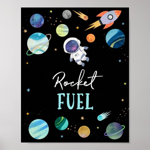 Blue Astronaut Rocket Fuel Birthday Sign