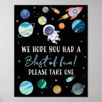 Blue Astronaut Space Blast of Fun Birthday Favor Poster