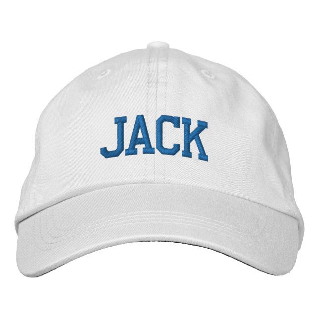 Blue Athletic Block Monogram Custom Name Embroidered Baseball Cap (Front)