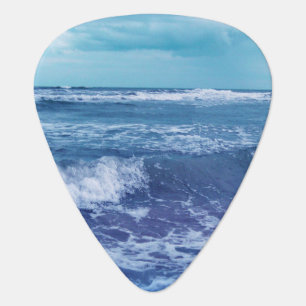 Blue Atlantic Ocean Waves Clouds Sky Photograph Guitar Pick