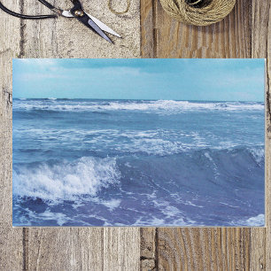 Blue Atlantic Ocean Waves Clouds Sky Photograph Tissue Paper