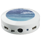 Blue Atlantic Ocean With Waves Puffy Clouds USB Charging Station (Angled Back)