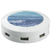 Blue Atlantic Ocean With Waves Puffy Clouds USB Charging Station (Angled)