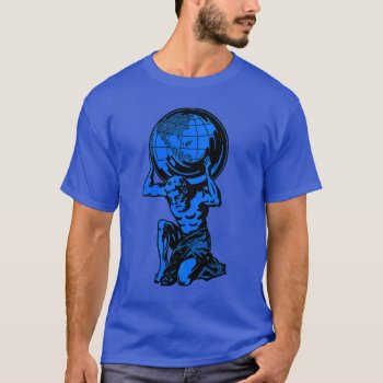 Blue Atlas Mythology Weightlifting T-shirt by HumphreyKing at Zazzle