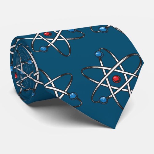 Blue Atom Molecule Pattern Teacher Science Neck Tie