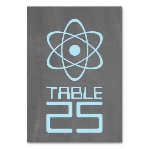 Blue Atomic Chalkboard Table Card