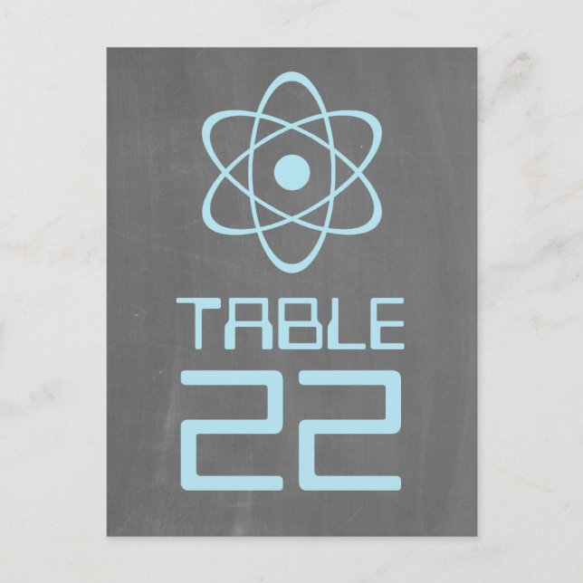 Blue Atomic Chalkboard Table Number Postcard (Front)