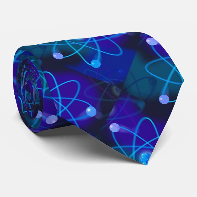 Blue Atomic Structure Science Neck Tie (Rolled)