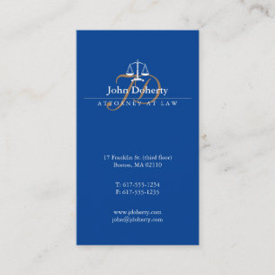 Blue Attorney at Law   Classy Scales of Justice Business Card