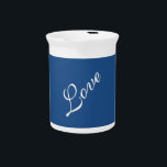 Blue Attractive Calligraphy Love Wedding  Beverage Pitcher<br><div class="desc">You can easily change the fonts and colors. You can also add your logo and the background image as you like.</div>