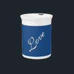 Blue Attractive Calligraphy Love Wedding  Beverage Pitcher<br><div class="desc">You can easily change the fonts and colors. You can also add your logo and the background image as you like.</div>