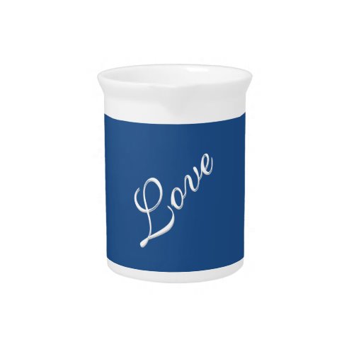 Blue Attractive Calligraphy Love Wedding  Beverage Pitcher