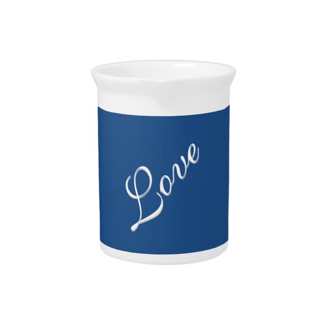 Blue Attractive Calligraphy Love Wedding  Beverage Pitcher (Front)