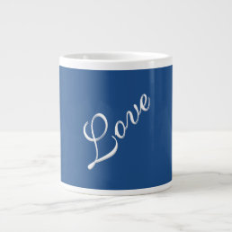 Blue Attractive Calligraphy Love Wedding  Giant Coffee Mug