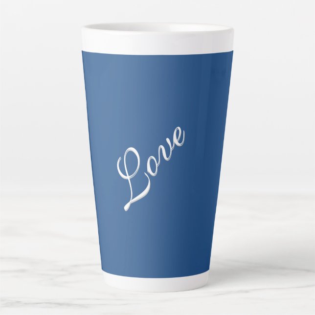 Blue Attractive Calligraphy Love Wedding  Latte Mug (Front)