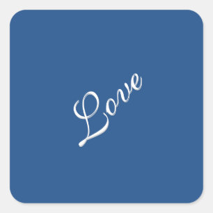 Blue Attractive Calligraphy Love Wedding Square Sticker