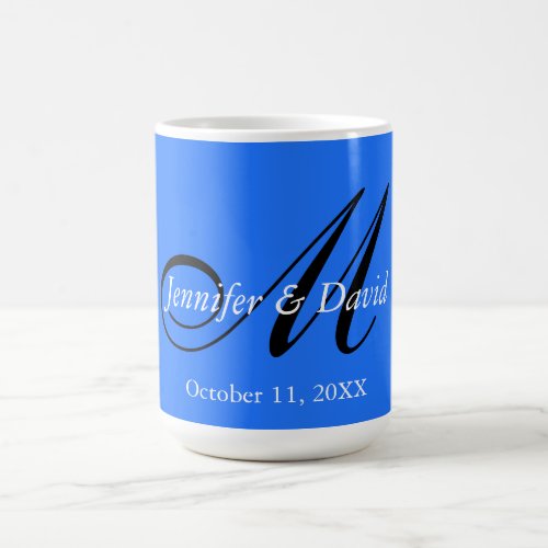 Blue Attractive Charming Monogram Wedding  Coffee Mug