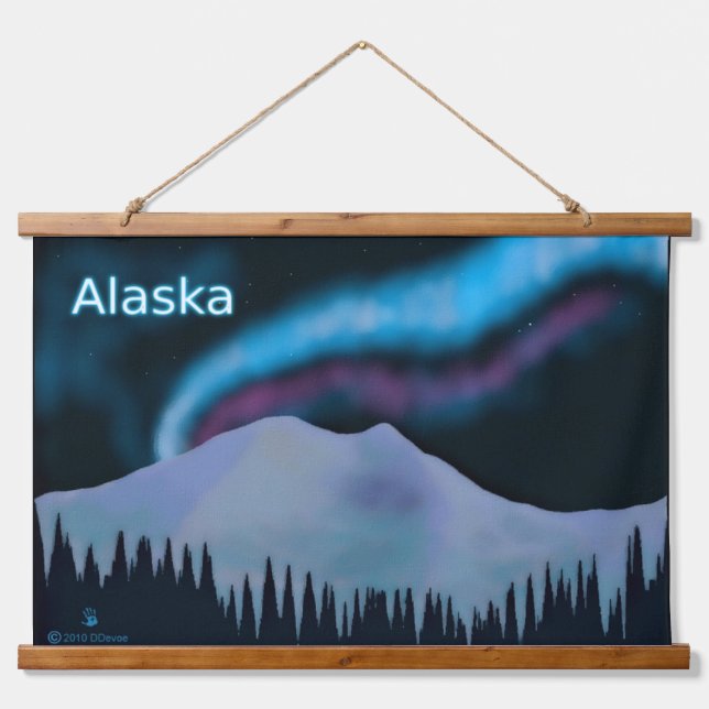Blue Aurora - Alaska Hanging Tapestry (Front)