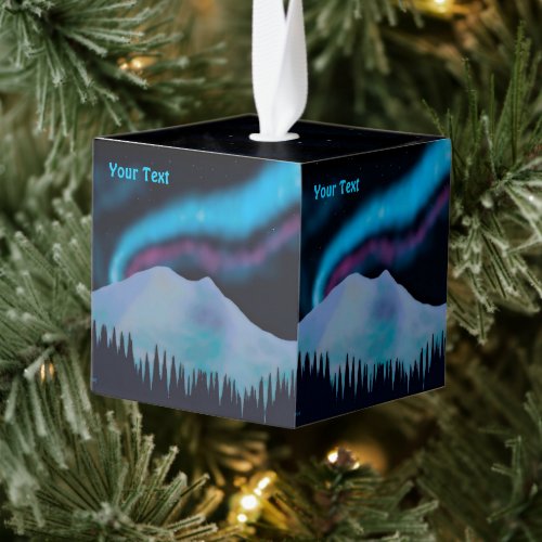 Blue Aurora Cube Ornament