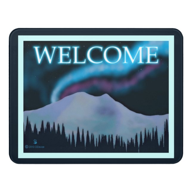 Blue Aurora - Welcome Door Sign (Contemporary Front)