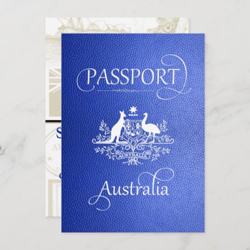Blue Australia Passport Save the Date Card
