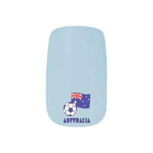 Blue Australia Soccer Ball Flag Blue Background  Minx Nail Wraps