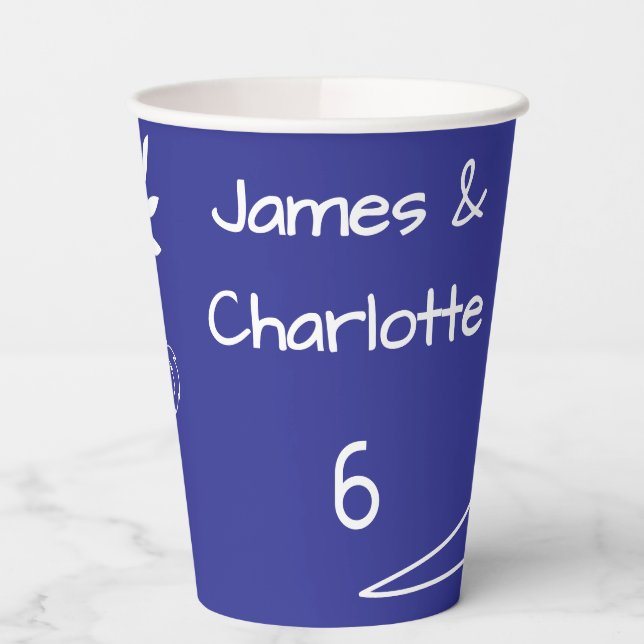 Blue Australian Animals Twin 6th Birthday Party Paper Cups (Left)