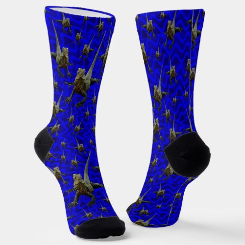 Blue Australian Bearded Dragon Lizard Crew Socks