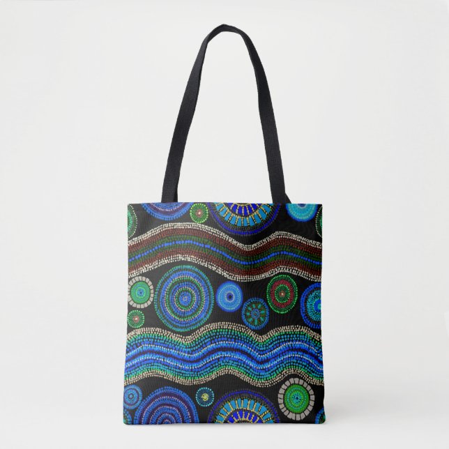 Blue Australian Dot Painting Tote Bag (Front)