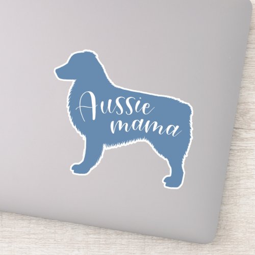 Blue Australian Shepherd Silhouette Aussie Mama Sticker