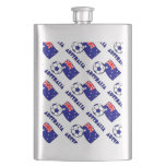 Blue Australian Soccer Ball and Flag  Hip Flask