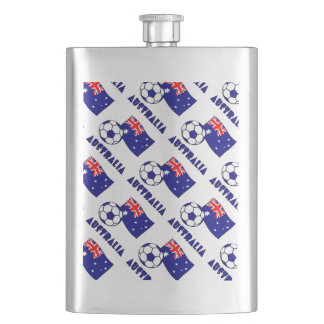 Blue Australian Soccer Ball and Flag Hip Flask