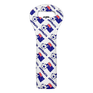 Blue Australian Soccer Ball and Flag Wine Bag