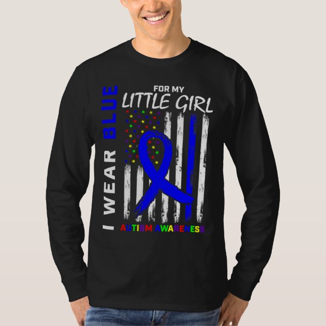 Blue Autism Awareness For Daughter Little Girl Mom T-Shirt (Front)