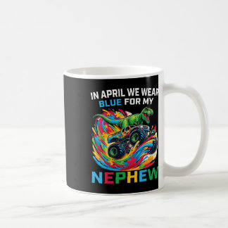 Blue Autism Awareness Nephew T Rex Monster Truck D Coffee Mug