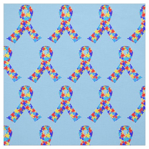 Blue Autism Awareness Ribbon Fabric