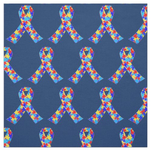 Blue Autism Awareness Ribbon Fabric