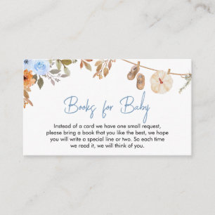 Blue Autumn Floral Pumpkin Books for Baby Enclosure Card