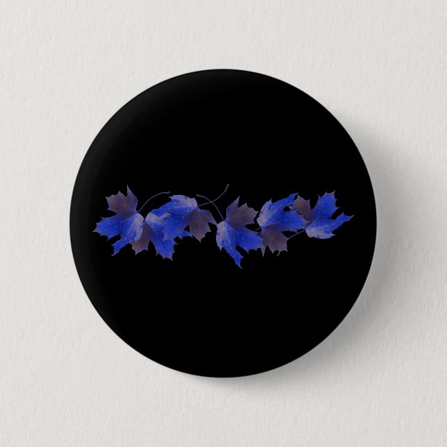 Blue Autumn Leaves Button (Front)
