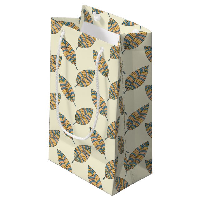 Blue Autumn Leaves Pattern Gift Bag (Front Angled)
