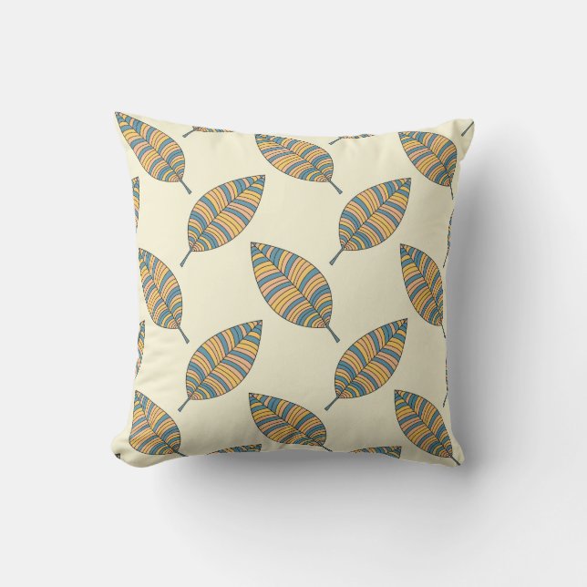 Blue Autumn Leaves Pattern Pillow (Front)