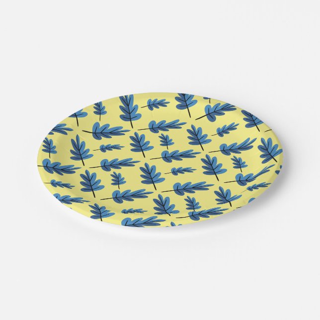 Blue Autumn Paper Plates (Angled)