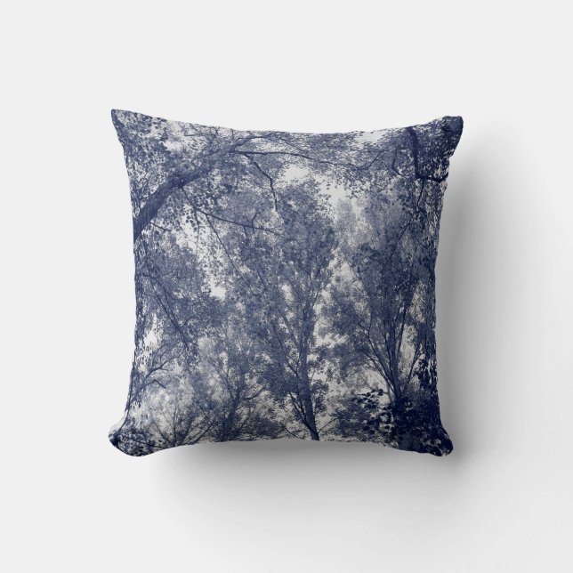 Blue Autumn Throw Pillow (Front)
